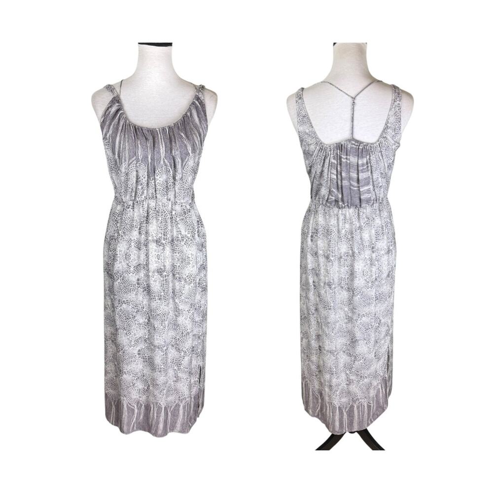 Anthropologie A Common Thread Orbweaver Gray 100% Silk Sleeveless Midi Dress